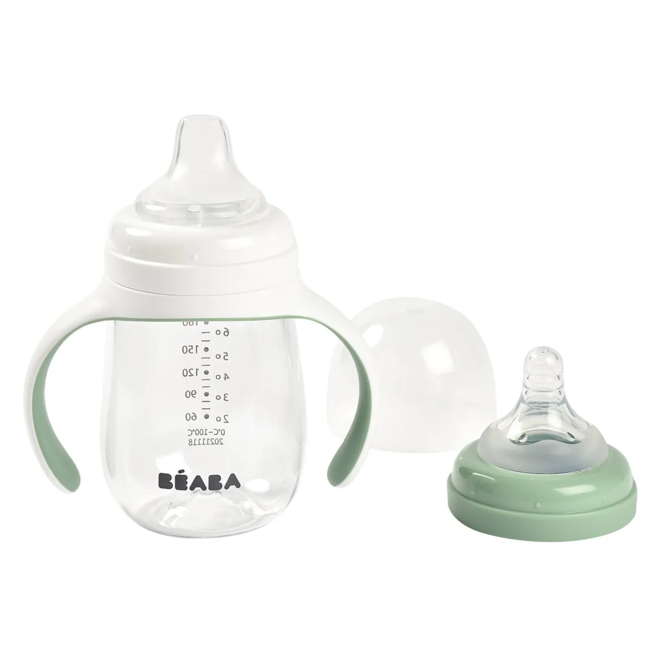 BÉABA Couverts, Vaisselle Et Bavoirs>Biberon D'Apprentissage 2 En 1 210 Ml Sage Green