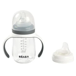 BÉABA Couverts, Vaisselle Et Bavoirs>Biberon D'Apprentissage 2 En 1 210 Ml Mineral Grey