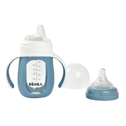 BÉABA Couverts, Vaisselle Et Bavoirs>Biberon Verre D'Apprentissage 210 Ml Windy Blue