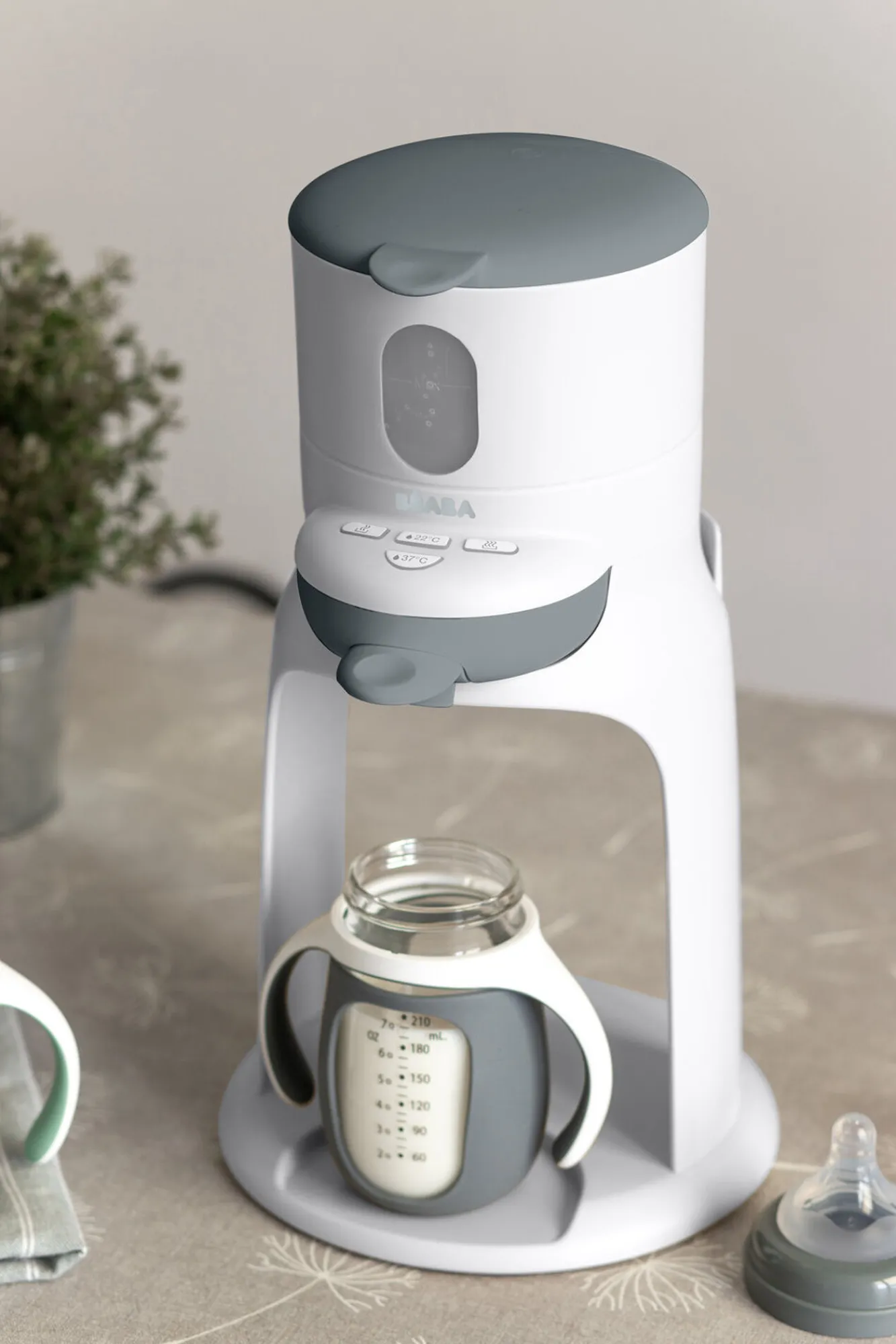 BÉABA Couverts, Vaisselle Et Bavoirs>Biberon Verre D'Apprentissage 210 Ml Mineral Grey