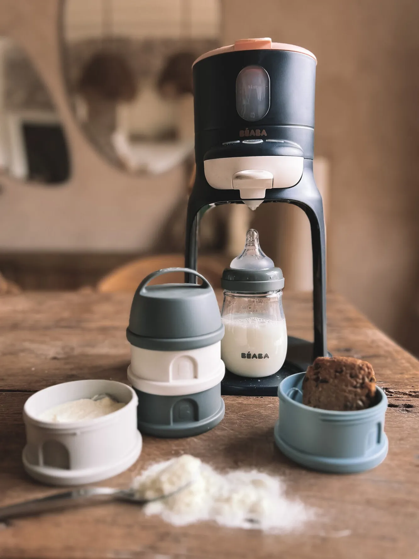 BÉABA Doseurs De Lait>Boite Doseuse 4 Compartiments Mineral Grey / Blue