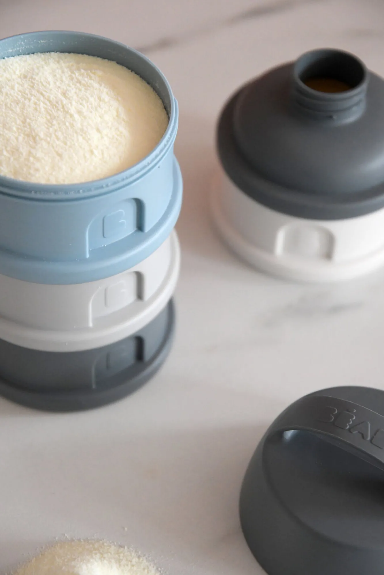 BÉABA Doseurs De Lait>Boite Doseuse 4 Compartiments Mineral Grey / Blue