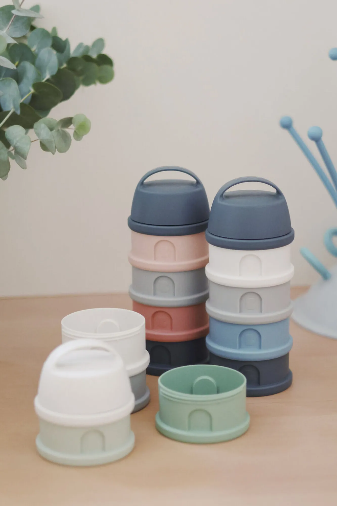 BÉABA Doseurs De Lait>Boite Doseuse 4 Compartiments Mineral Grey /Pink