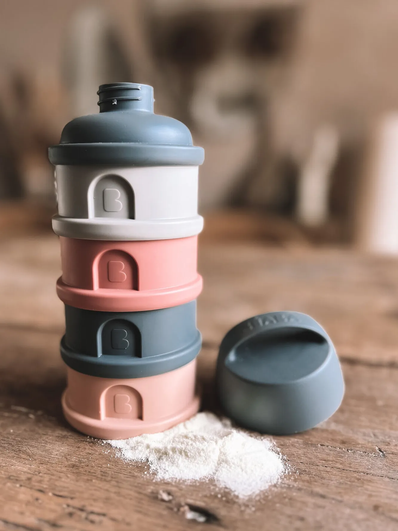 BÉABA Doseurs De Lait>Boite Doseuse 4 Compartiments Mineral Grey /Pink