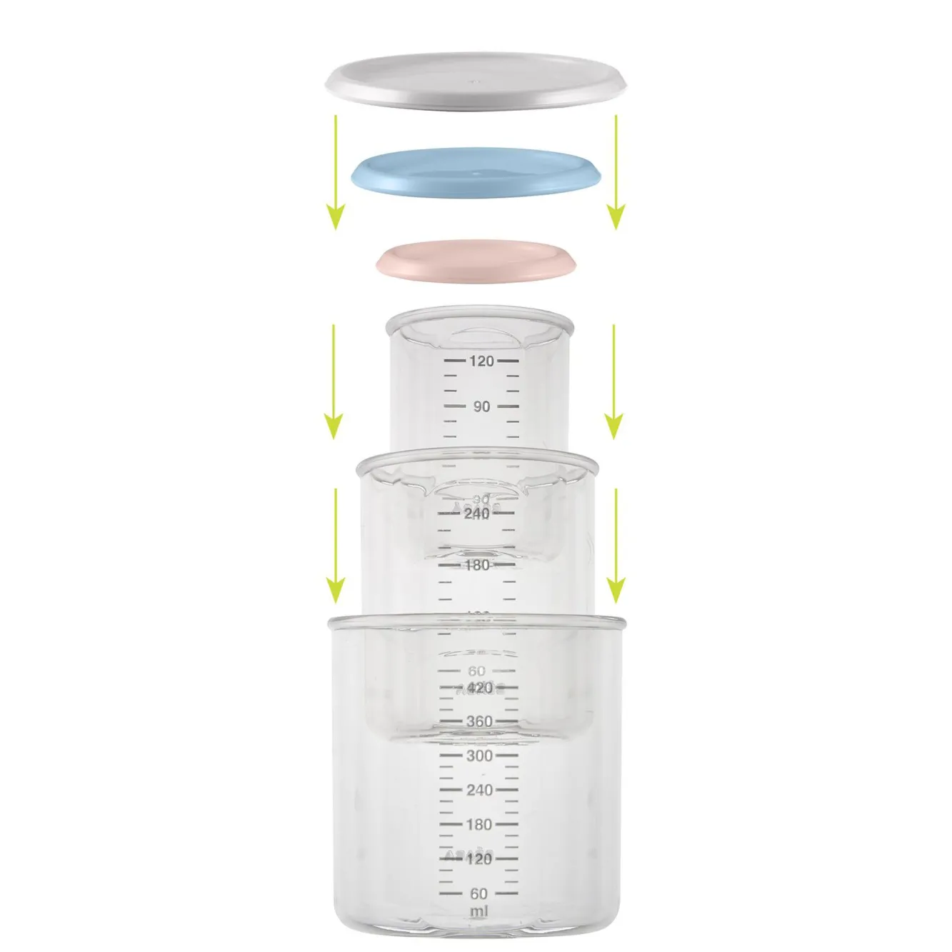 BÉABA Pots De Conservation>Coffret 3 Portions Old Pink/Windy Blue/Grey