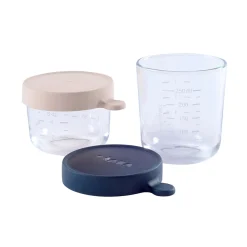 BÉABA Pots De Conservation>Coffret 2 Portions Verre 150 Ml Pink Et 250 Ml Dark Blue