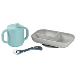 BÉABA Couverts, Vaisselle Et Bavoirs>Coffret D'Apprentissage Silicone + Tasse Blue