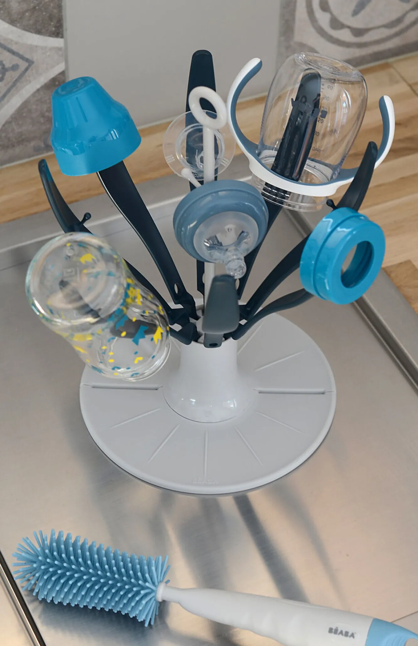 BÉABA Arbre À Biberons>Egoutte-Biberon Pliable Flower Blue