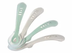 BÉABA Couverts, Vaisselle Et Bavoirs>Lot 4 Cuilleres 2Eme Age Silicone Velvet Grey / Sage Green