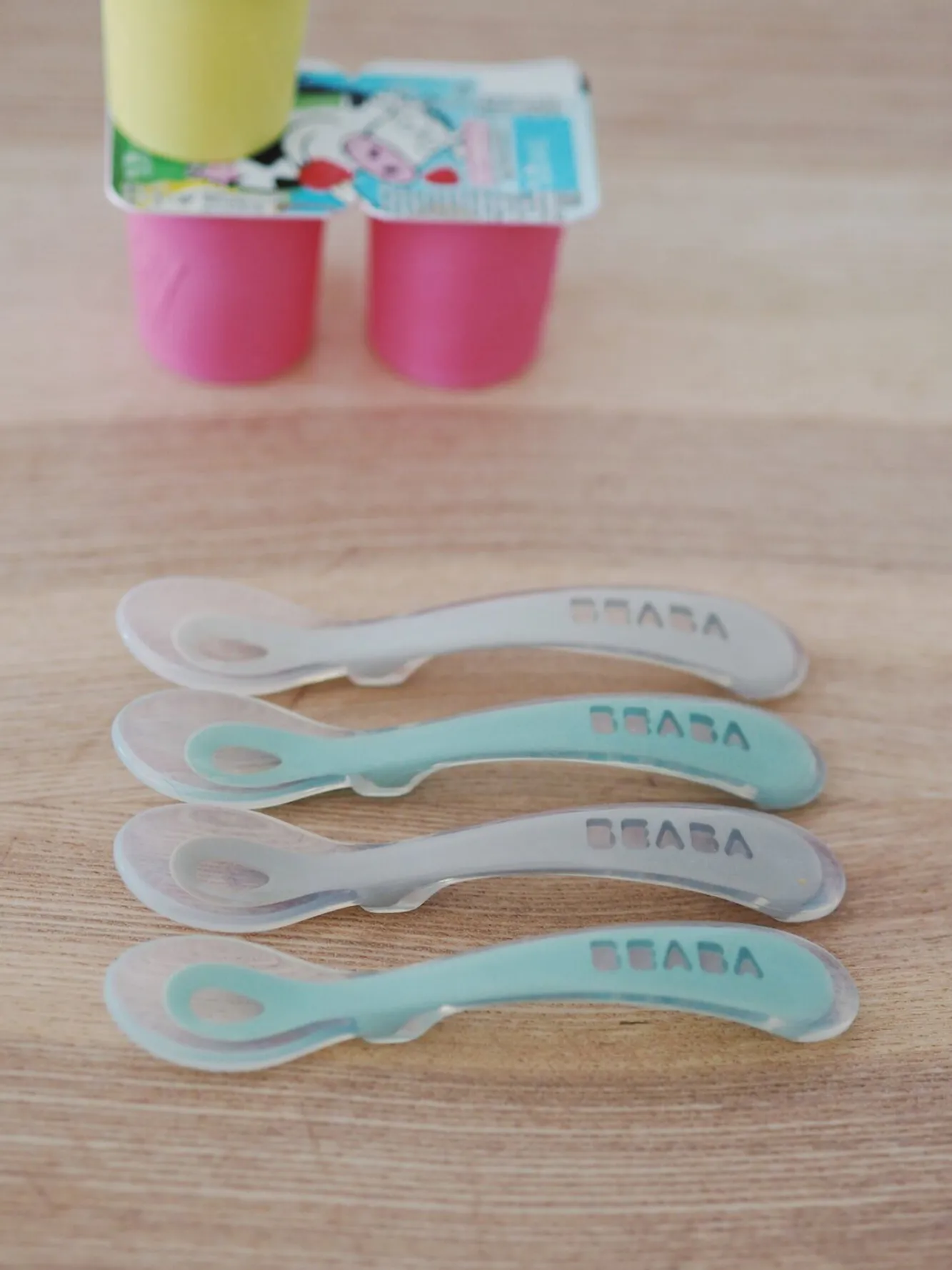 BÉABA Couverts, Vaisselle Et Bavoirs>Lot 4 Cuilleres 2Eme Age Silicone Velvet Grey / Sage Green