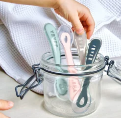 BÉABA Couverts, Vaisselle Et Bavoirs>Lot 4 Cuilleres 2Eme Age Silicone Blue