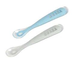 BÉABA Couverts, Vaisselle Et Bavoirs>Lot 2 Cuilleres 1Er Age Silicone + Boite De Transport Grey/B