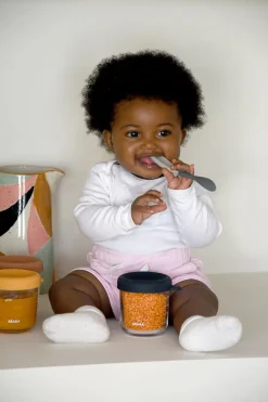 BÉABA Couverts, Vaisselle Et Bavoirs>Lot De 2 Cuilleres 1Er Age Silicone Bi-Ton Mineral