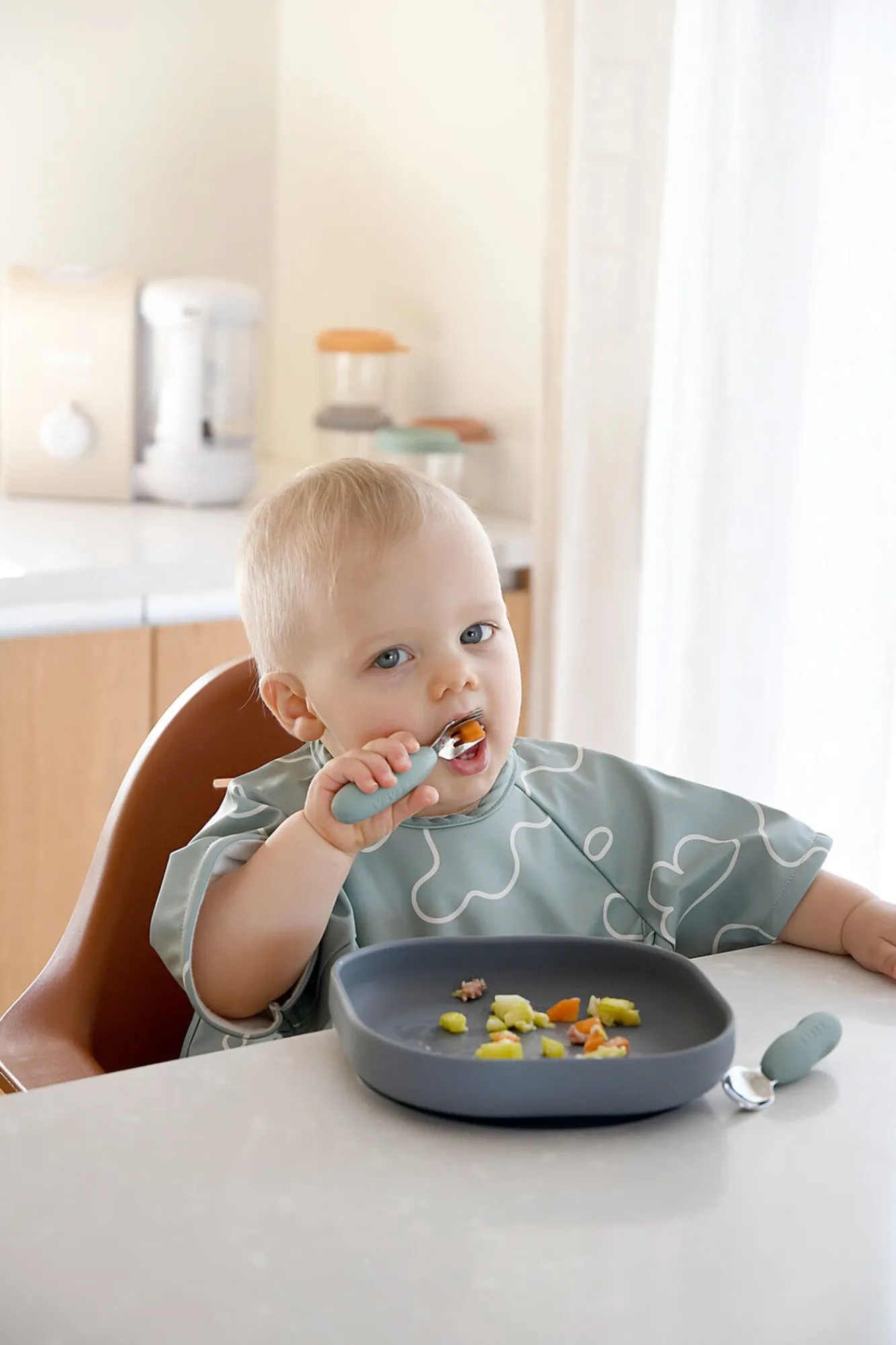 BÉABA Couverts, Vaisselle Et Bavoirs>Lot De 2 Pre-Couverts Inox Sage Green