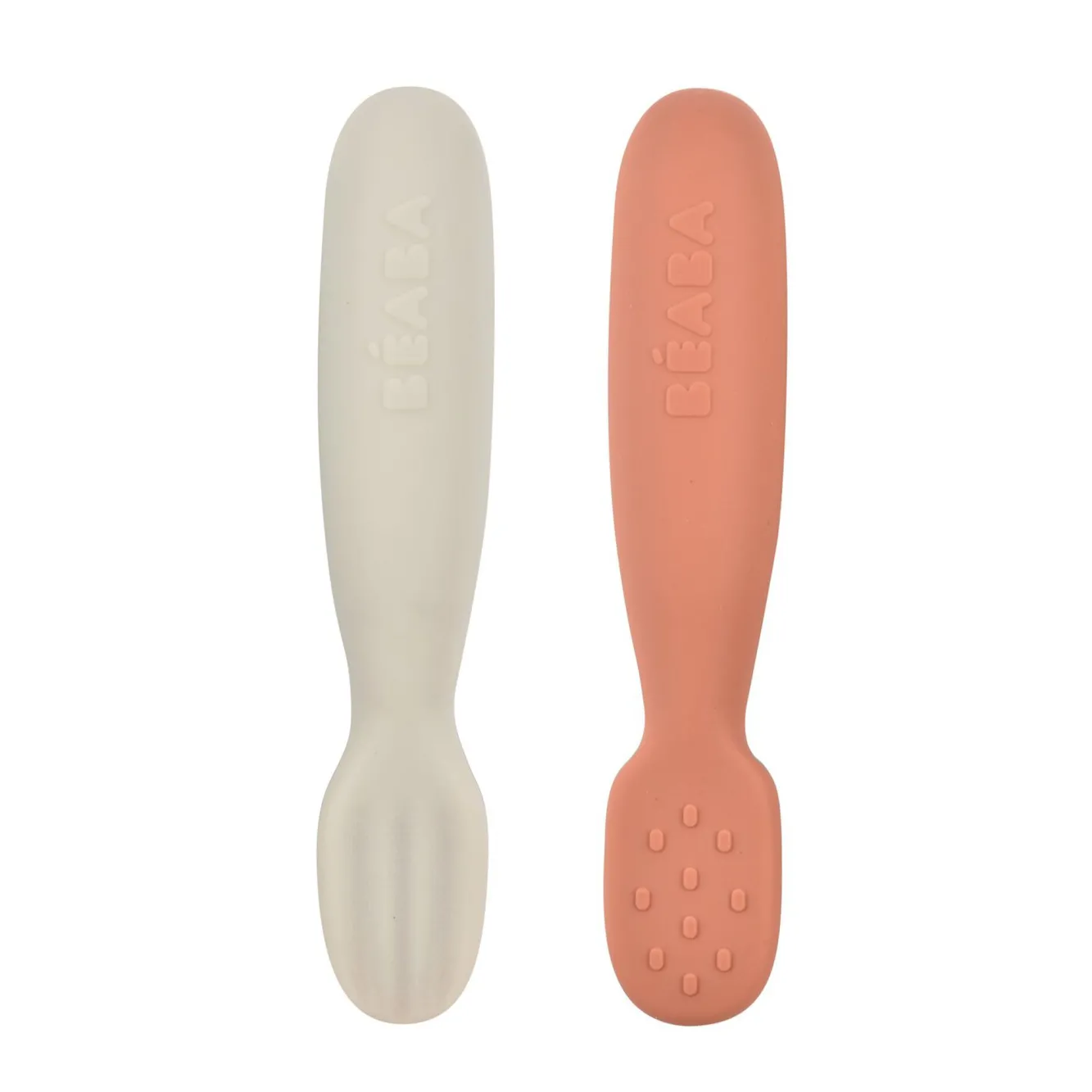 BÉABA Couverts, Vaisselle Et Bavoirs>Lot De 2 Pre-Cuillere Silicone Terracotta / Velvet Grey