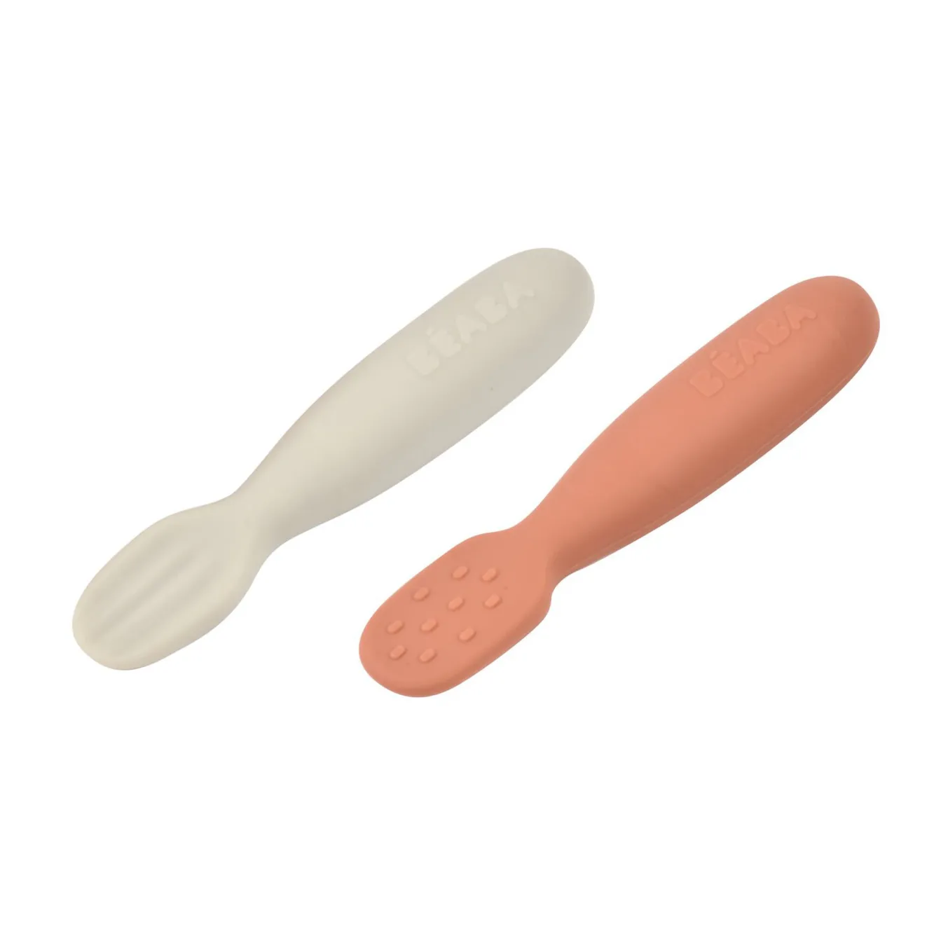 BÉABA Couverts, Vaisselle Et Bavoirs>Lot De 2 Pre-Cuillere Silicone Terracotta / Velvet Grey
