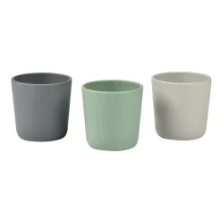 BÉABA Couverts, Vaisselle Et Bavoirs>Lot De 3 Verres Silicone Velvet Grey / Sage Green