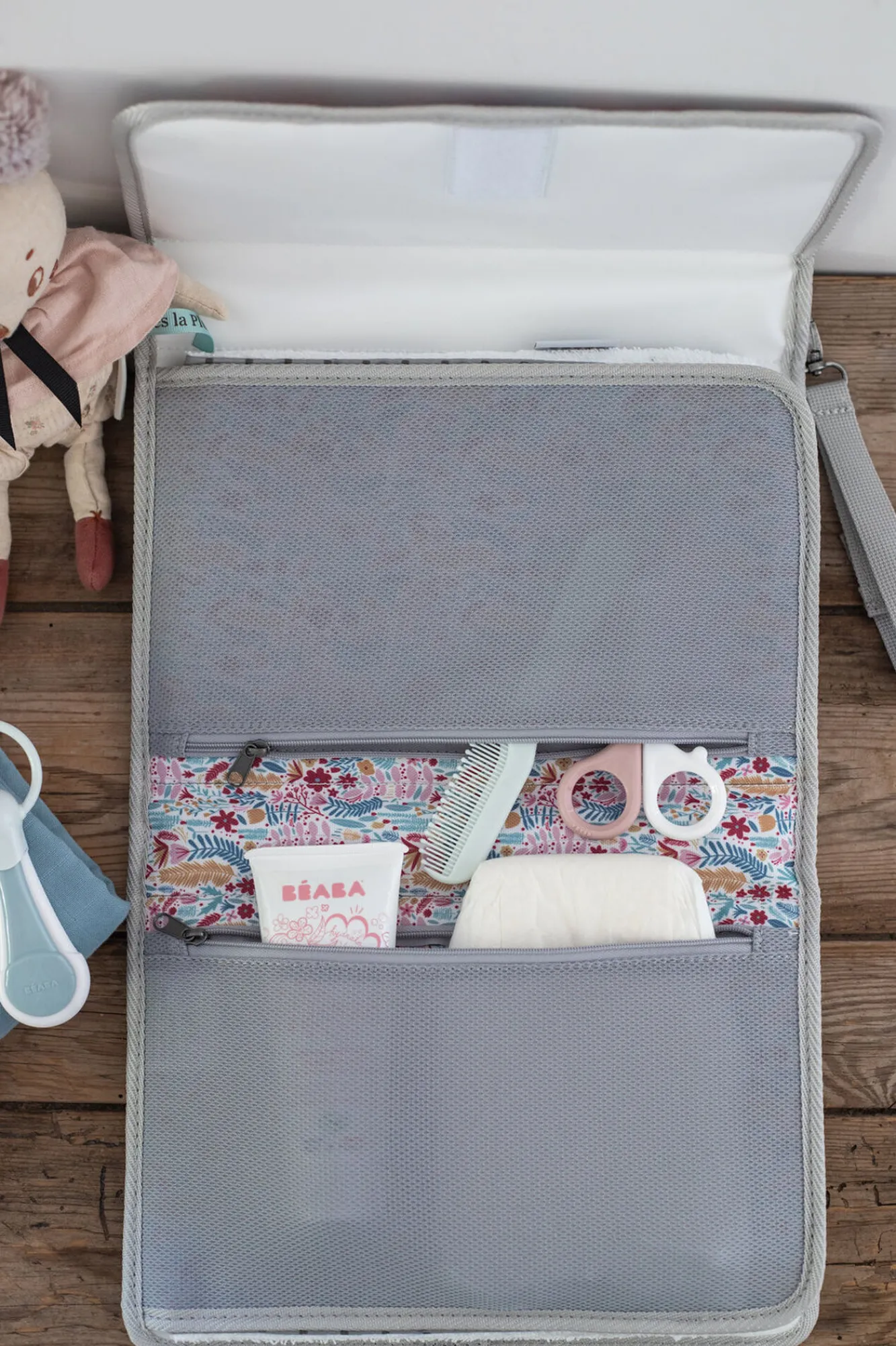 BÉABA Accessoires De Toilette>Pochette A Langer Geneve Mirage Grey/Floral