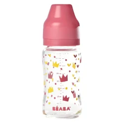 Biberon Verre Col Large 240Ml Crown Pink*BÉABA Best