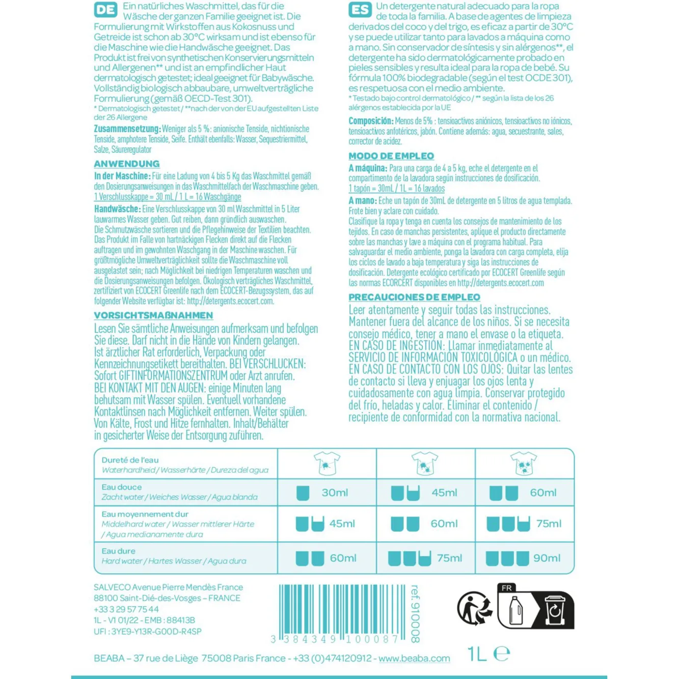 Lessive Sans Parfum - 1L*BÉABA Clearance