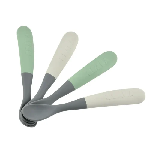 Lot De 4 Cuilleres 1Er Age Silicone Bi-Ton Mineral*BÉABA Clearance