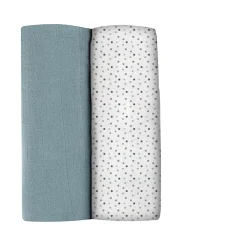 Lot De 2 Langes Xxl En Coton Baltic Blue/Points*BÉABA Clearance