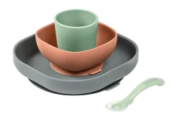 Set Vaisselle Silicone 4 Pieces Mineral*BÉABA Hot